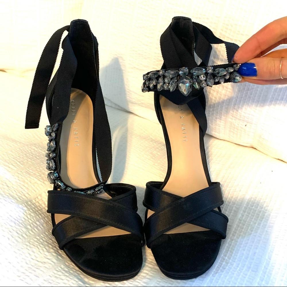jewel ankle strap heels, 3.5”